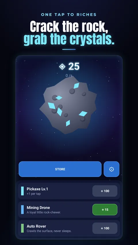 Mining the asteroid, crystals bursting out