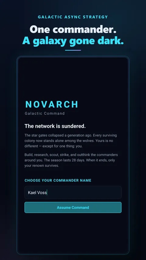 Novarch hook: one commander, a galaxy gone dark
