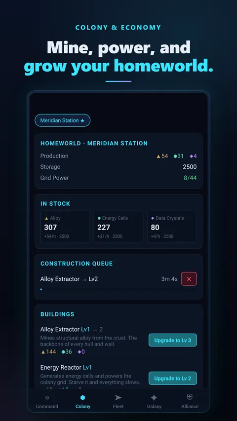 Colony economy and build queue