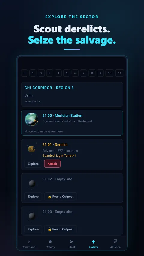 Galaxy map with derelicts and salvage