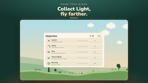 Upgrade screen for wings and wind